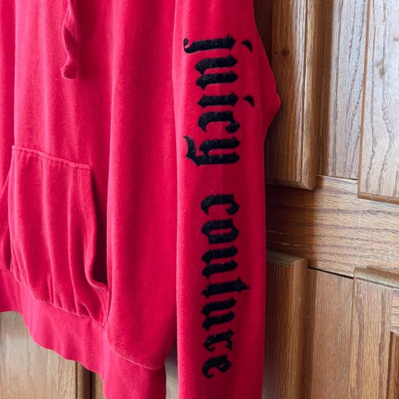 Juicy Couture Spell Out Los Angeles Womens Size XS Oversized Red Velour Hoodie - Picture 7 of 15